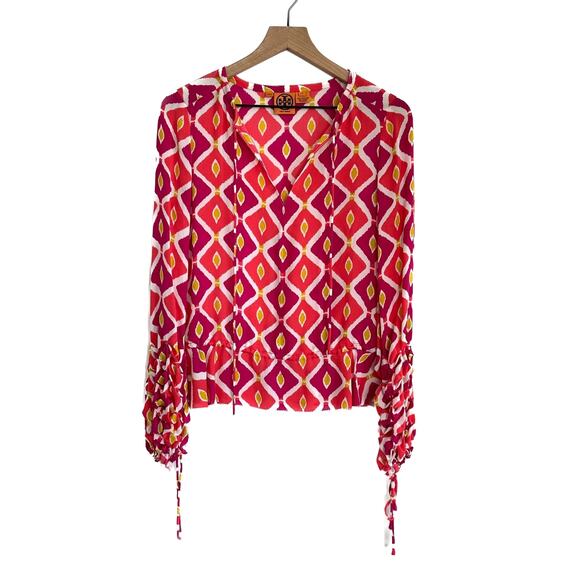 Tory Burch Silk Printed Blouse Size 4 - Picture 4 of 10